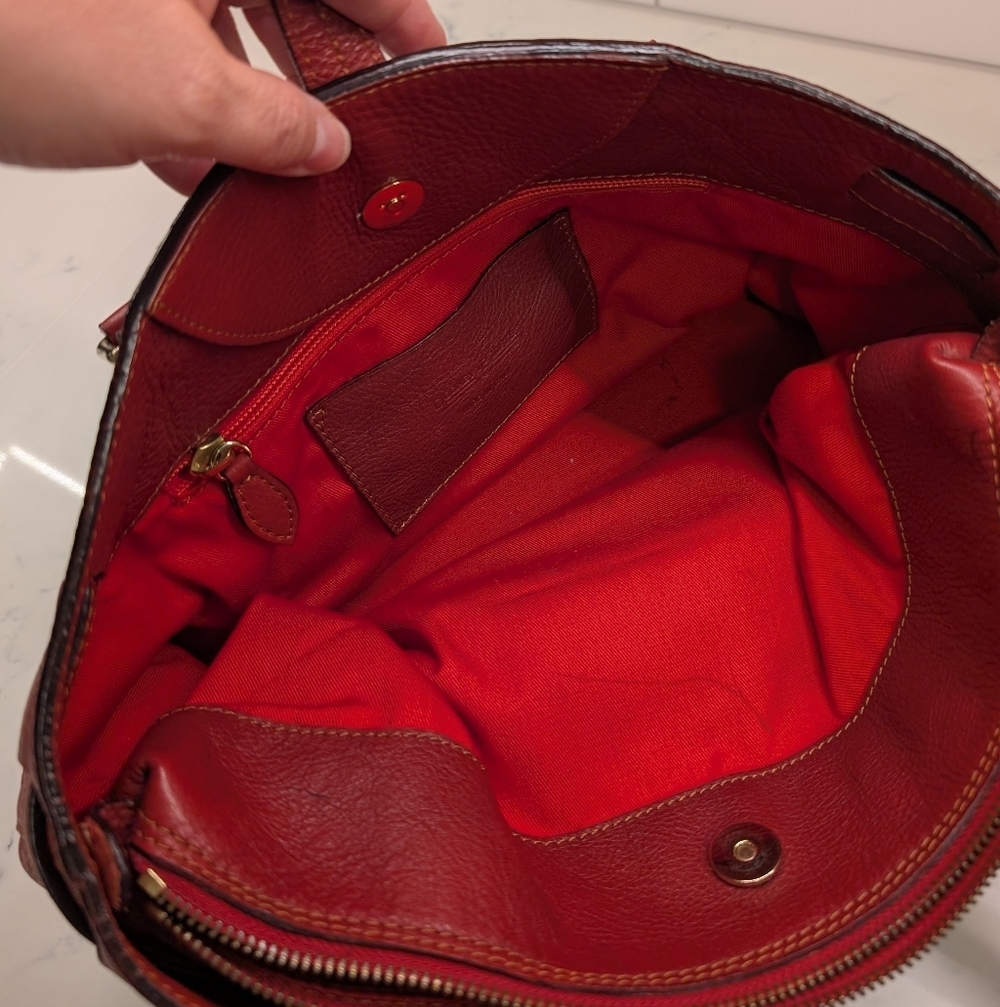 Dooney & Bourke VTG Red Leather Tote Bag, Made In Italy, EUC - Picture 11 of 13